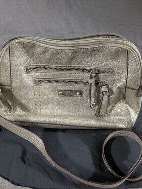 Tignanello metallic pebbled leather crossbody bag With Built-in Wallet